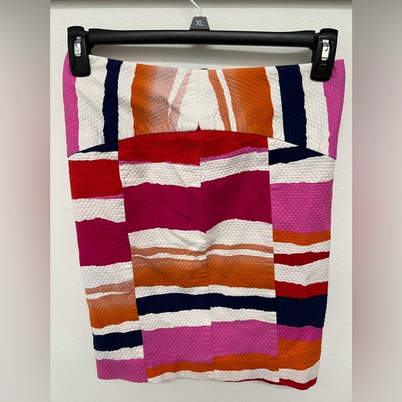 Diane Von FurstenbergCotton Abstract Skirt Pink Red White Size 8 (Stains Shown) - Picture 1 of 5